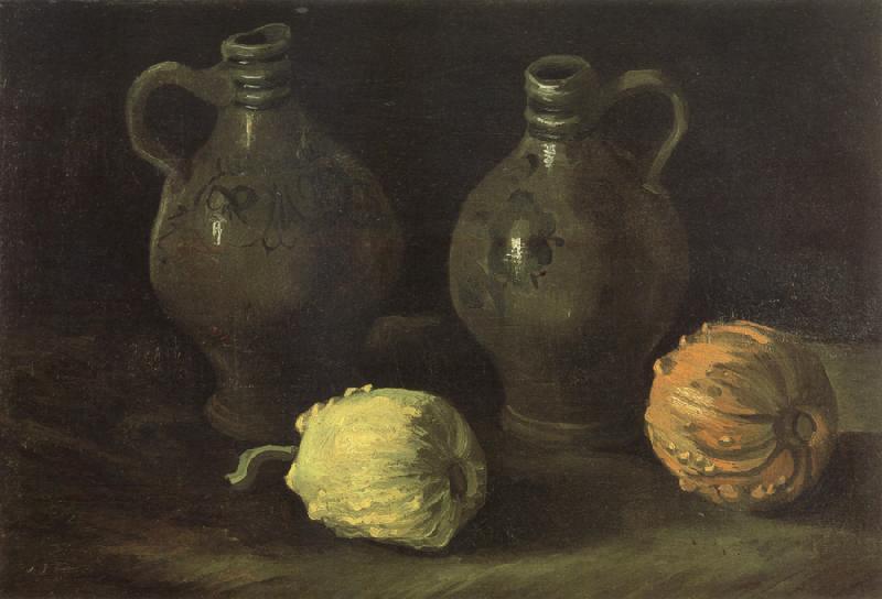 Vincent Van Gogh Still life with Two Jars and Two Pumpkins (nn04)